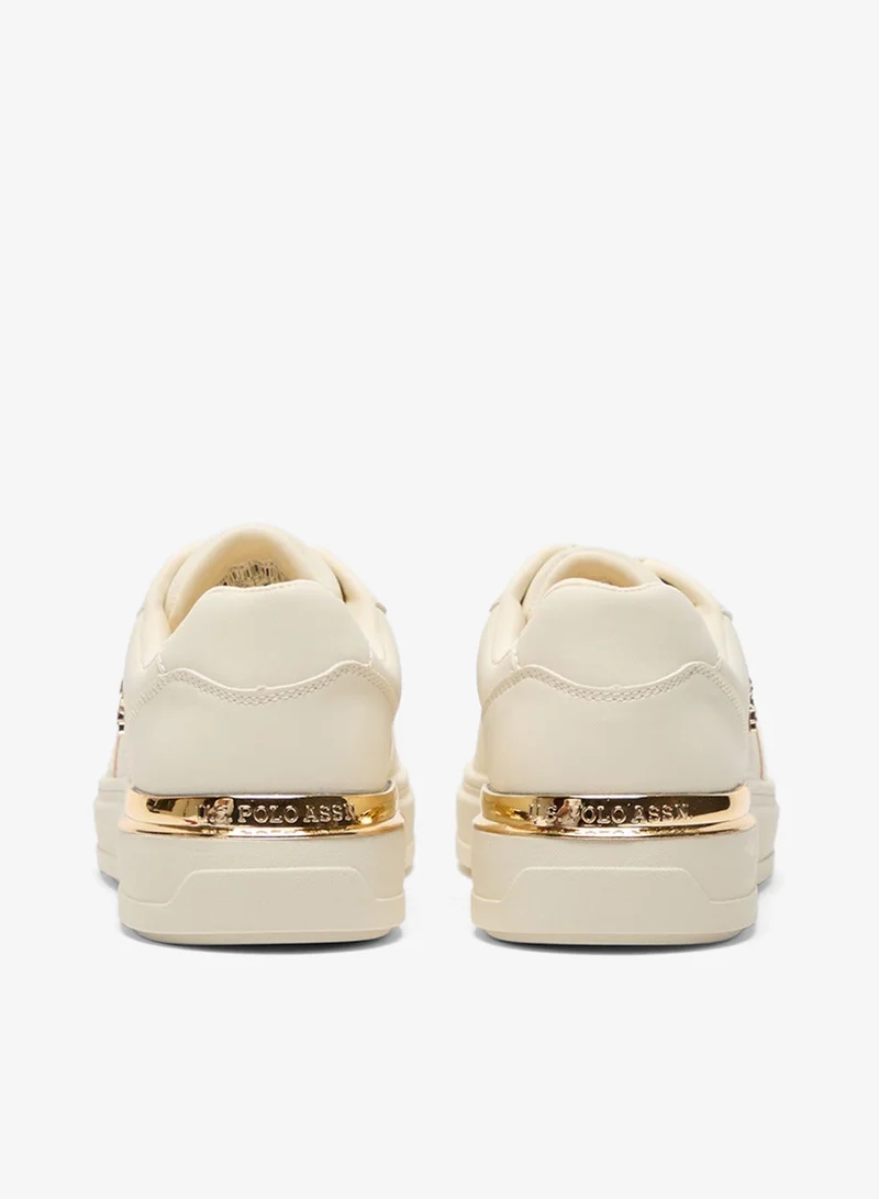 U.S. Polo Assn. Beige Women's Beige Low-Top Sneakers with Gold Heel Accent - Minimalist Shoes and Stylish for Women | Best Price UAE