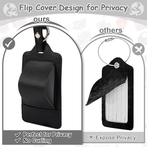 Iqimott Initial Luggage Tags for Suitcases, Cute Letter Luggage Bag Suitcase Identifier Name Baggage Tag, PU Leather Travel Luggage Tags, Bag Tags for Men Women Kids Luggage Handbags Schoolbags(Black-Black A) - Image 4