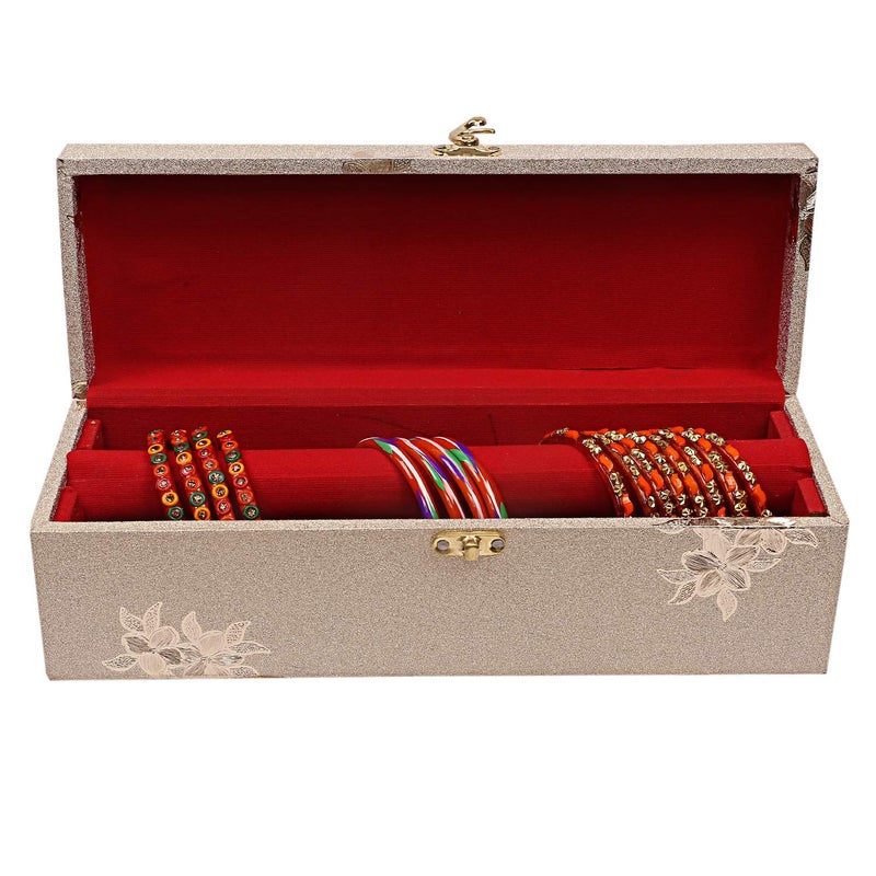 Kuber Industries Kuber Industries CTKTC6857 Wooden One Rod Bangle Storage Box with Lock System (Golden, 30 cm x 10 cm x 10 cm)  - Image 4