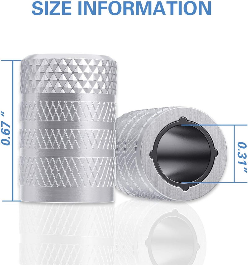 CKAuto أغطية صمامات الإطارات، فضي، 4 قطع/عبوة، مجموعة أغطية صمامات الإطارات من الألمنيوم المؤكسد، مقاومة للتآكل، أغطية شاملة لصمامات السيارات والشاحنات والدراجات النارية وسيارات الدفع الرباعي والدراجات. - Image 4