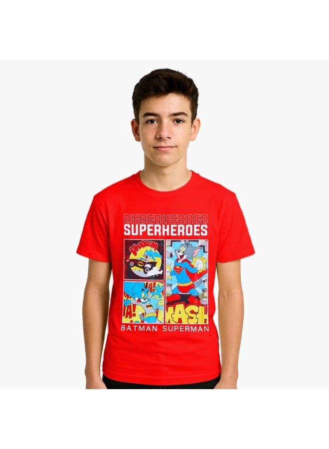 Warner Bros.  Boy's Superheroes Short Sleeve T-Shirt - Image 1
