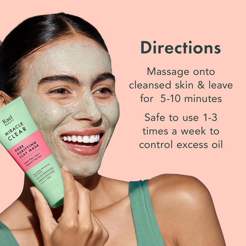 Rael Face Mask, Miracle Clear Clay Mask â€“ Deep Pore Cleanser with Tea Tree & Gentle Exfoliation for Blackheads, Korean Skin Care (3.4 fl oz) - Image 5