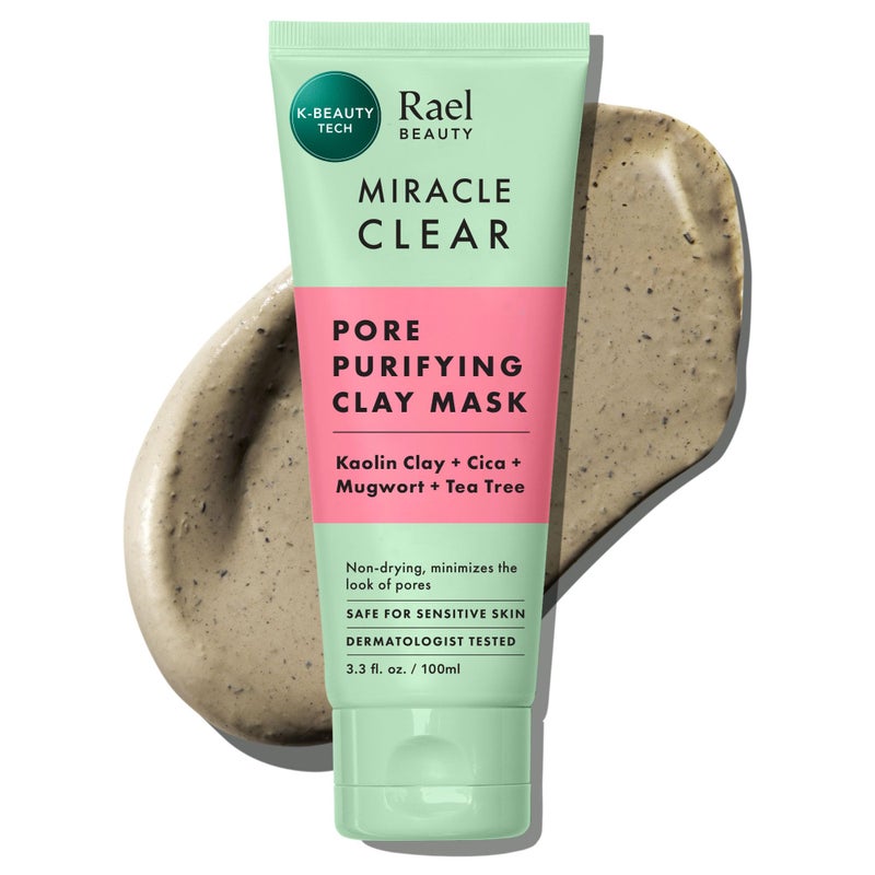 Rael Face Mask, Miracle Clear Clay Mask â€“ Deep Pore Cleanser with Tea Tree & Gentle Exfoliation for Blackheads, Korean Skin Care (3.4 fl oz) - Image 1
