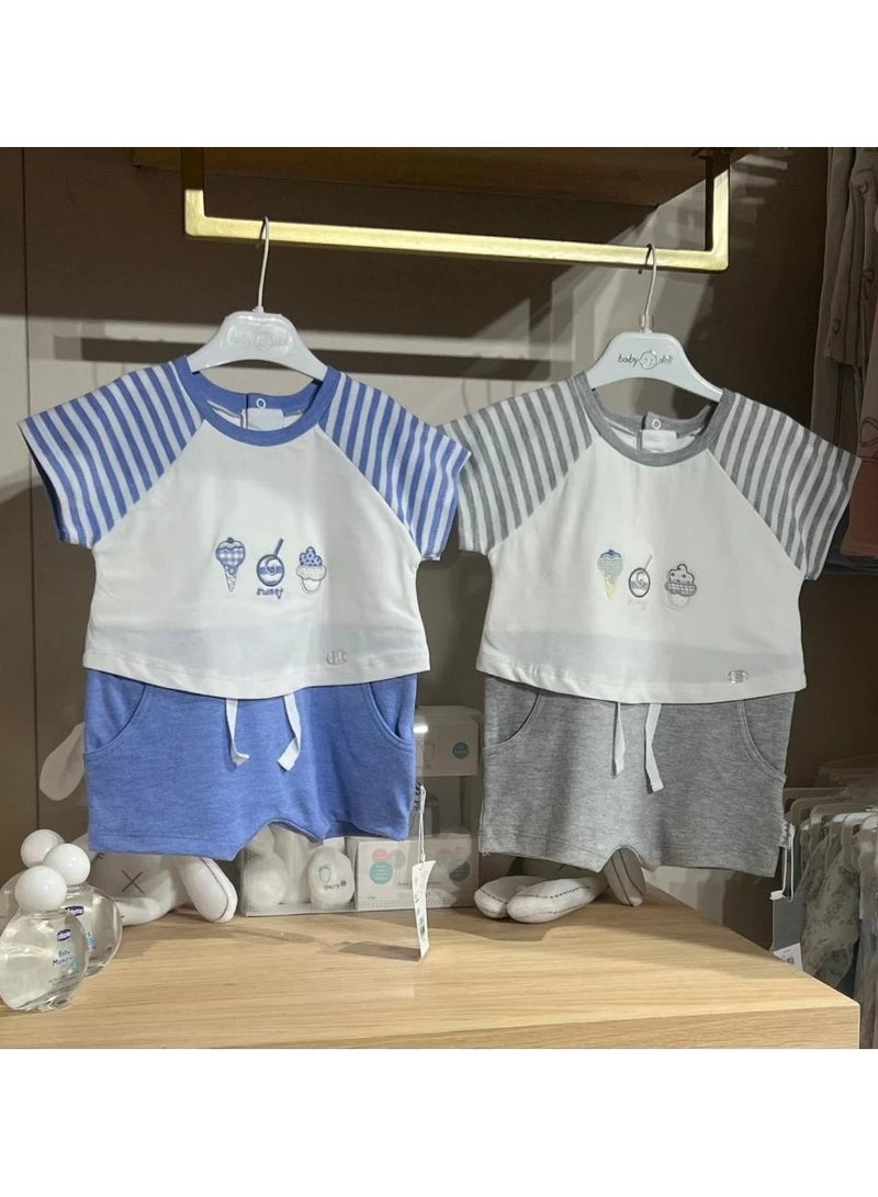 Boys' pajamas up to one year old, gray and blue colors
