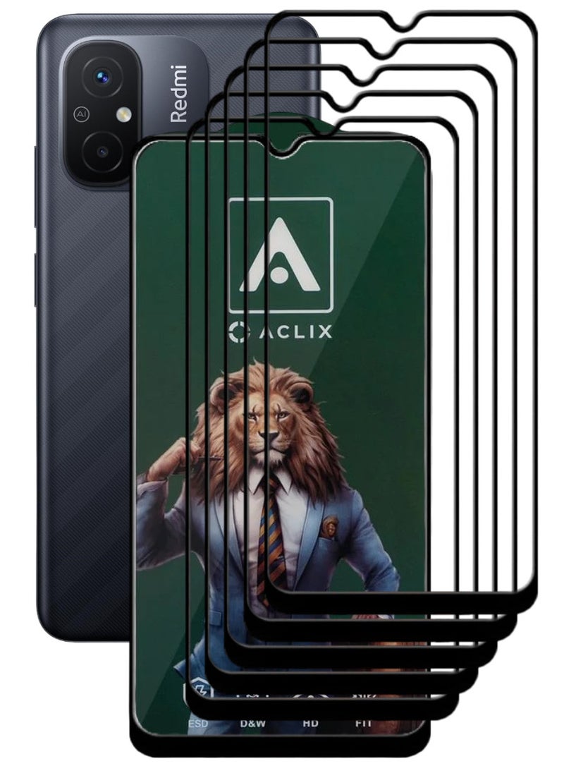 ACLIX 5 Pieces Antistatic ESD Dustproof Premium Quality High Definition Tempered Glass Screen Protector Designed For Xiaomi Redmi 12C - Image 1