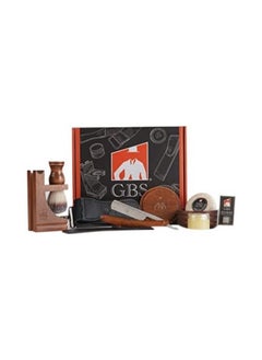 G.B.S Shaving Kit Box Includes Carbon Steel Razor 21" Leather Strop Wooden Soap Bowl With Vegan Shaving Brush + Stand Natural Glycerin Shave Soap Aftershave Gel And Alum Block  - Image 3