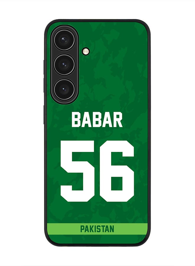 Stylizedd Rugged Black edge case for Samsung Galaxy S24, Slim fit Soft Case Flexible Thin Cover- Team Pakistan Babar Azam, Jersey No 56 - Image 1