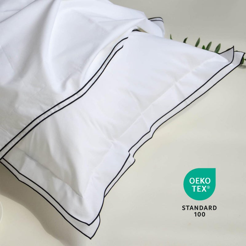 RANZNAZ Set of 2 Elegant Embroidery Pillowcases, King Size, 100% Cotton - White Good Feeling Shams, Elegant Trims, Softer and Breathable Pillow Covers, 20x36 inches - Image 4