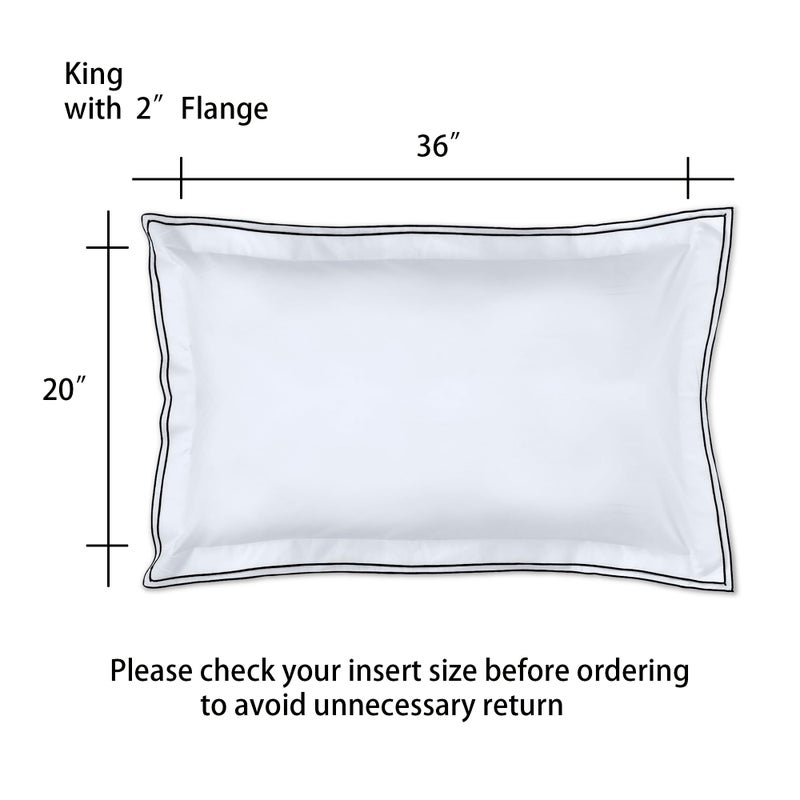 RANZNAZ Set of 2 Elegant Embroidery Pillowcases, King Size, 100% Cotton - White Good Feeling Shams, Elegant Trims, Softer and Breathable Pillow Covers, 20x36 inches - Image 3