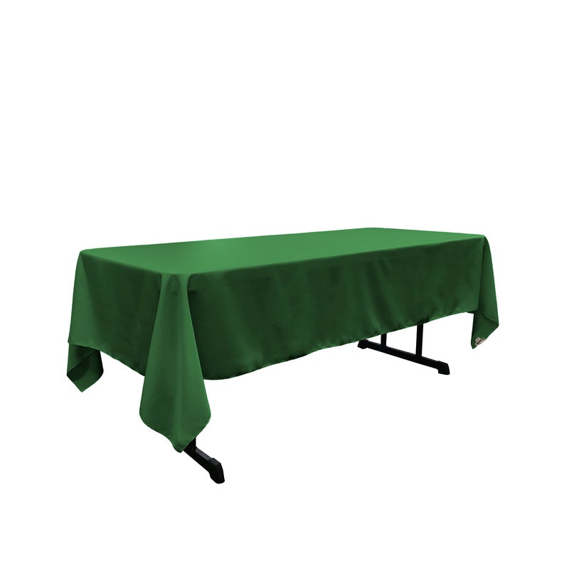 LA Linen Polyester Poplin Washable Rectangular Tablecloth, Stain and Wrinkle Resistant Table Cover Fabric Table Cloth for Dinning, Kitchen, Party, Holiday 60 by 102-Inch, Emerald Green 60 in x 102 in - Image 1