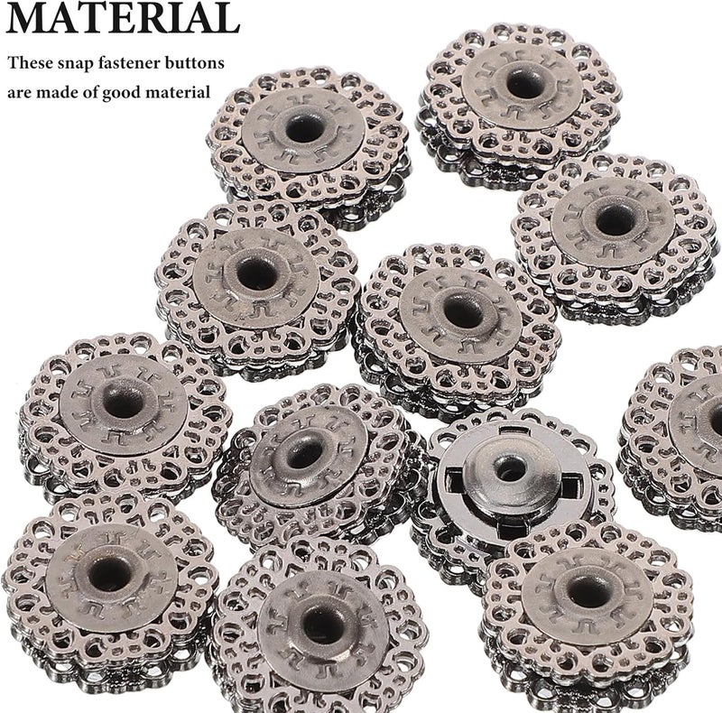 Zerodeko 25pcs Gunmetal Snap Buttons Press Studs for Clothing Replacement Assorted Fasteners for Jackets Coats DIY Sewing Accessories - Image 3