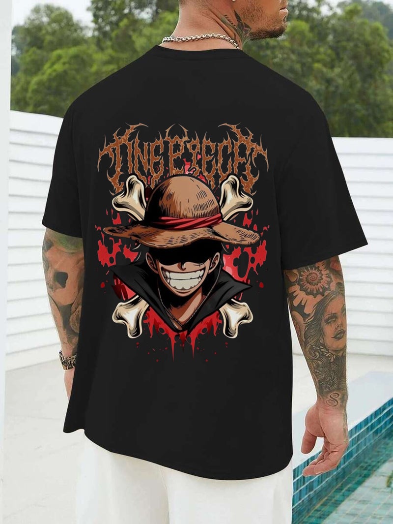 DIVIS Oversized Black Graphic T-Shirt for Men - Image 1