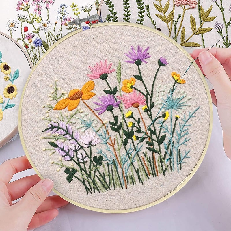 ChicAbode 4 Pack Embroidery Kits, Beginner Cross Stitch Kits for Adults Including Embroidery Hoop, Color Threads, Instructions and Embroidery Scissors for Beginners-Handmade Needlepoint Kits - Image 3