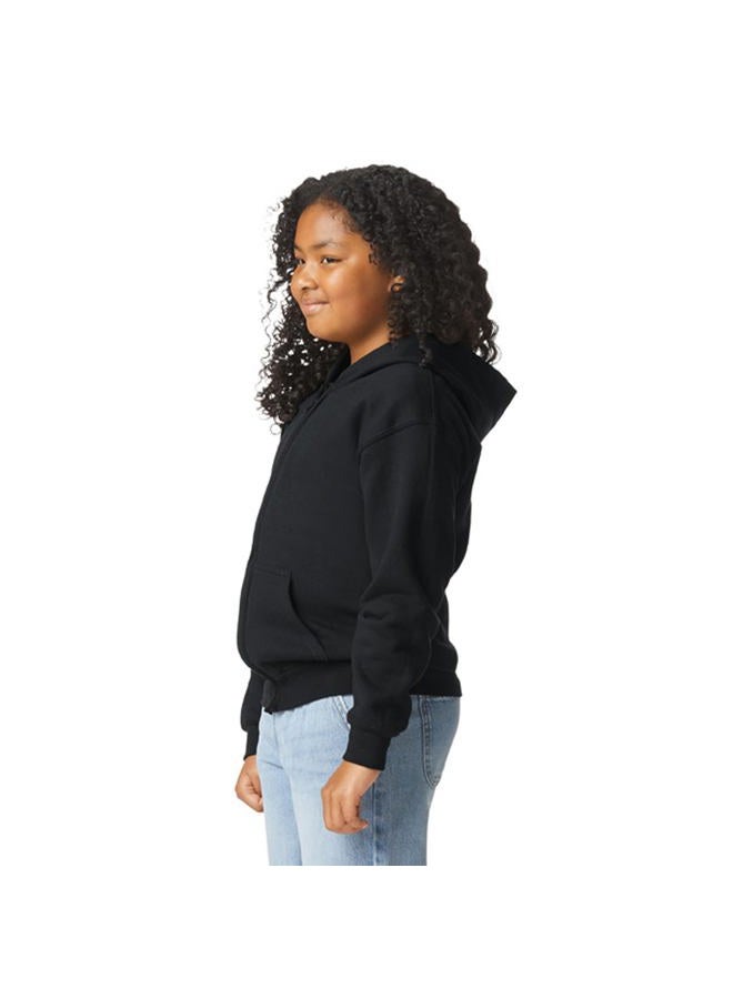 Gildan Youth Full Zip Hoodie Sweatshirt, Style G18600B, Black, Medium - Image 2