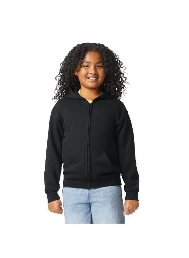 Gildan Youth Full Zip Hoodie Sweatshirt, Style G18600B, Black, Medium - Image 1