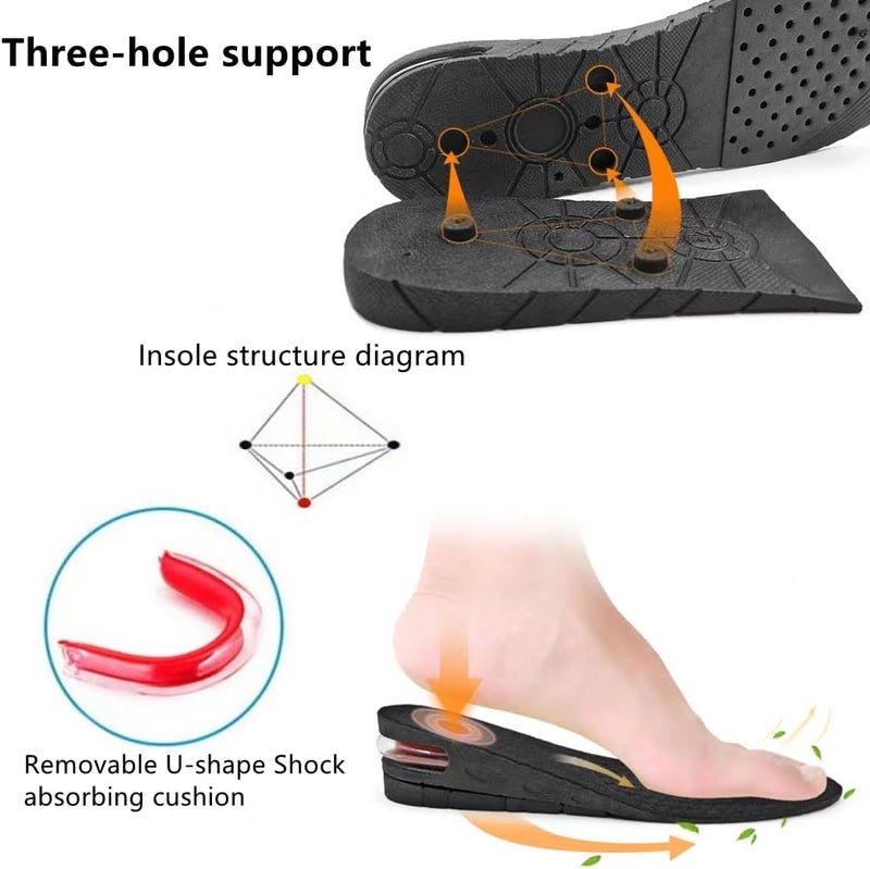 QUORYTH Height Increase Insoles 4-Layer Air up Shoe Lifts Elevator Shoes Insole 2.95inches(7.5 cm) Heels Lift Inserts for Men and Women - Image 2