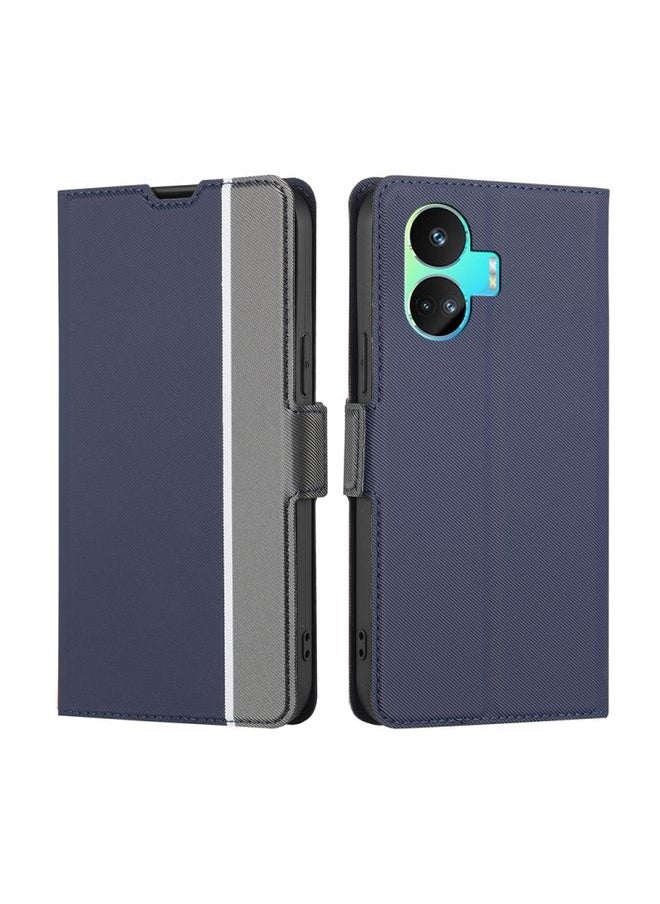 HuHa - Case Cover For Realme GT Neo5 SE Twill Texture Side Button Leather Phone Case Blue - Image 1