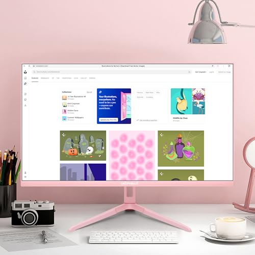 SKitphrati Pink 24 inch Gaming Monitor 200Hz Refresh Rate FHD 1080p Resolution Fast IPS Panel 1ms GTG Response Time Adaptive Sync Built-in Speakers Pink Monitor - Image 2