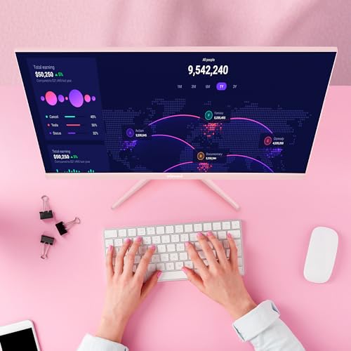 SKitphrati Pink 24 inch Gaming Monitor 200Hz Refresh Rate FHD 1080p Resolution Fast IPS Panel 1ms GTG Response Time Adaptive Sync Built-in Speakers Pink Monitor - Image 3