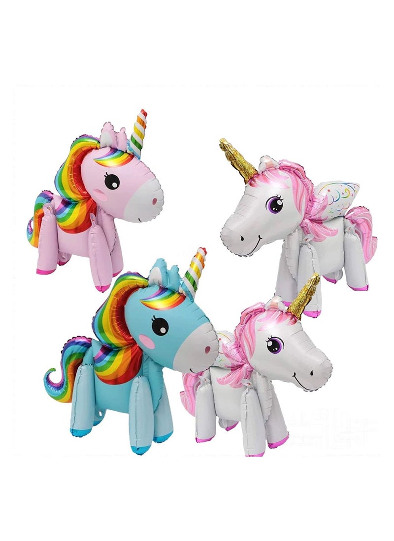 LA FIESTA - 4 Piece Unicorn Foil Balloons for Birthday Baby Shower Party Decorations - Image 1