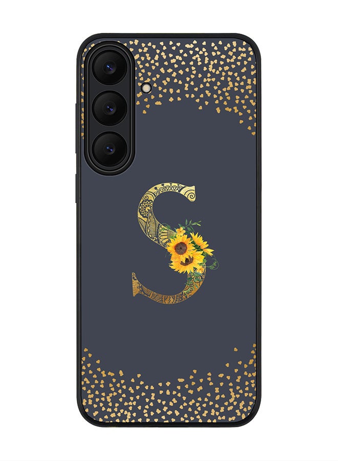 For Samsung Galaxy S25 FE Case,Slim fit Camera Protection, Shockproof Thin Phone cover  - Custom Floral Monogram - S  (Grey )