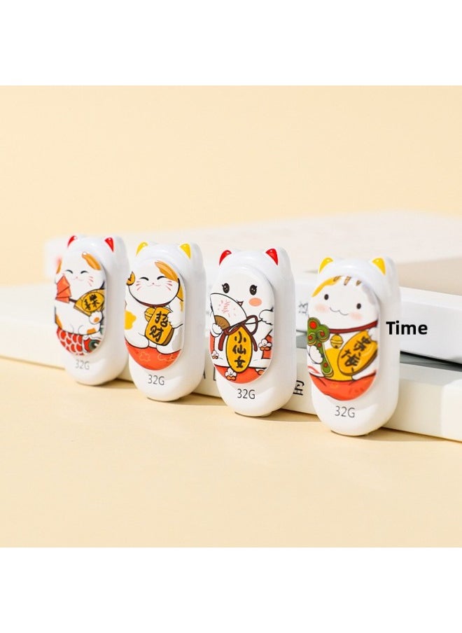 Zhaocai Three Flower Cat Plastic Bidding Mini Computer Cartoon Mobile Phone U Disk Car Creative Usb Gift Usb-Color:Aristocracy-Capacity:2GB  - Image 5