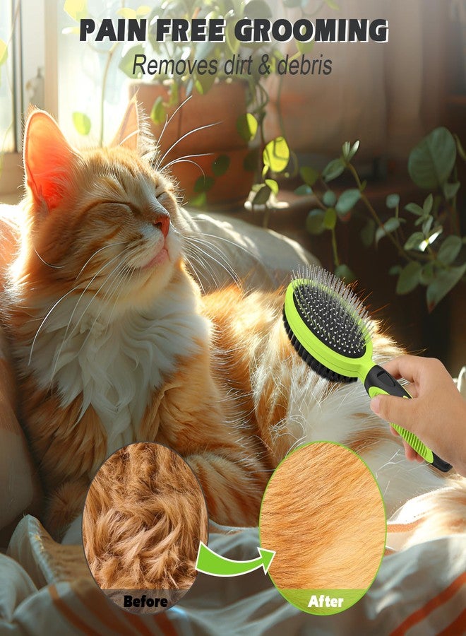 UGNEL 2PCS Pet Grooming Tools - Double-Sided Brush for Shedding and Bathing, Suitable for Short/Long Haired Dogs Cats and Horses, Deshedding Dog Brush, Mane & Tail Combs for Horses - Pet Supplies (Green) - Image 5