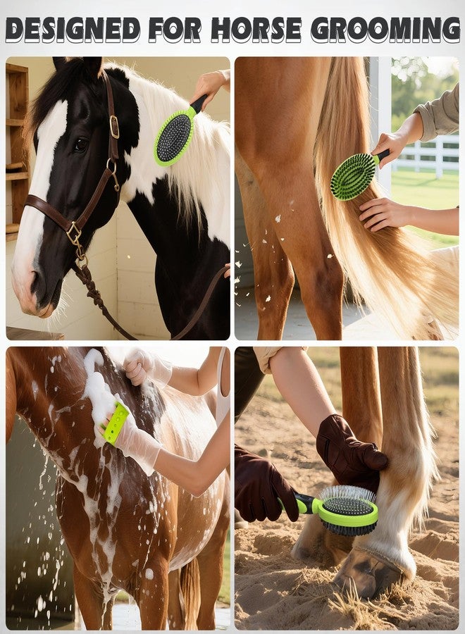 UGNEL 2PCS Pet Grooming Tools - Double-Sided Brush for Shedding and Bathing, Suitable for Short/Long Haired Dogs Cats and Horses, Deshedding Dog Brush, Mane & Tail Combs for Horses - Pet Supplies (Green) - Image 2