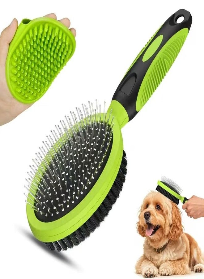 UGNEL 2PCS Pet Grooming Tools - Double-Sided Brush for Shedding and Bathing, Suitable for Short/Long Haired Dogs Cats and Horses, Deshedding Dog Brush, Mane & Tail Combs for Horses - Pet Supplies (Green) - Image 1