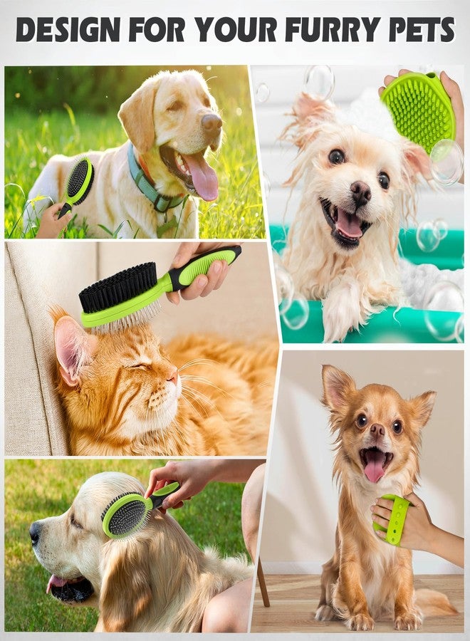 UGNEL 2PCS Pet Grooming Tools - Double-Sided Brush for Shedding and Bathing, Suitable for Short/Long Haired Dogs Cats and Horses, Deshedding Dog Brush, Mane & Tail Combs for Horses - Pet Supplies (Green) - Image 3