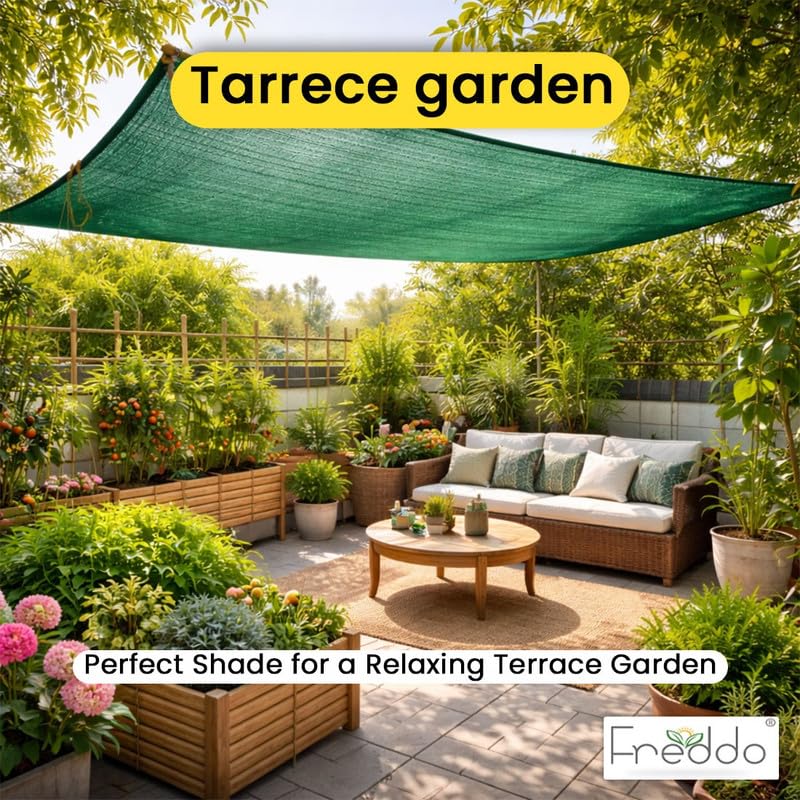 FREDDO Multipurpose HDPE Shade Net/Agro Net/Green Mesh for Balcony, Plants, Fencing, Terrace & Garden/Durable/Heavy Duty/UV Stabilized 90% Sun Protection (Green Color) (10 ft x 10 ft) - Image 5