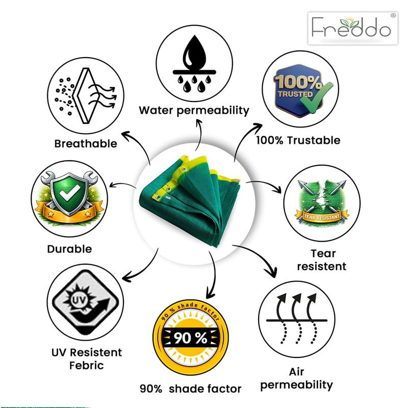 FREDDO Multipurpose HDPE Shade Net/Agro Net/Green Mesh for Balcony, Plants, Fencing, Terrace & Garden/Durable/Heavy Duty/UV Stabilized 90% Sun Protection (Green Color) (10 ft x 10 ft) - Image 3