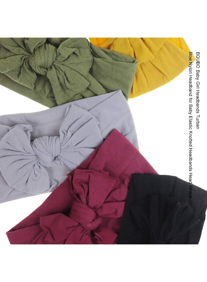 DRESHOW BQUBO 5 Pack Baby Headbands for Girls Newborn Baby Nylon Headbands with Bows Hair Accessories - Image 2