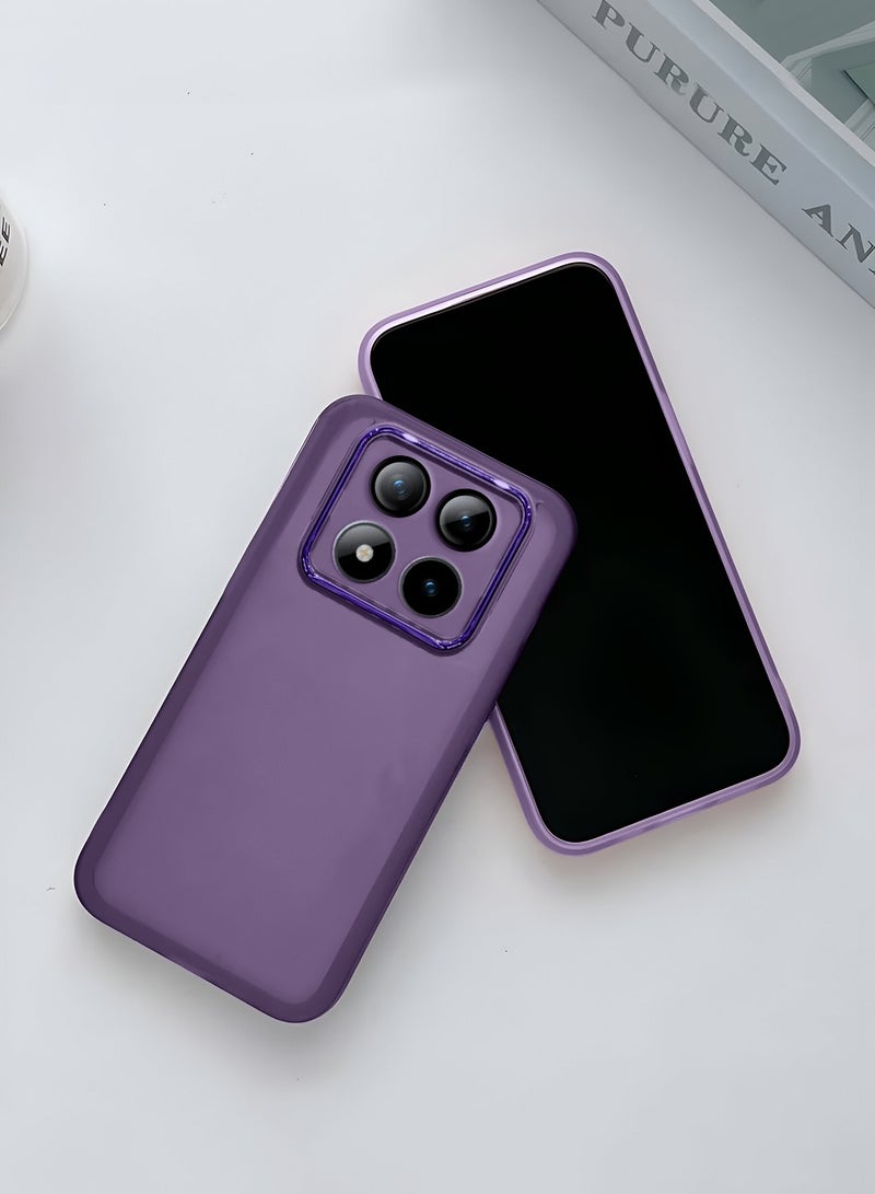 دبليو تيك غطاء خلفي لهاتف شاومي ريدمي نوت 15 5G 2025 شفاف وناعم من TPU مع حماية عدسة الكاميرا من السيليكون، نحيف جدًا، تصميم أنيق للهاتف مع إطار معدني مطلي للكاميرا - بنفسجي باذنجاني - Image 3