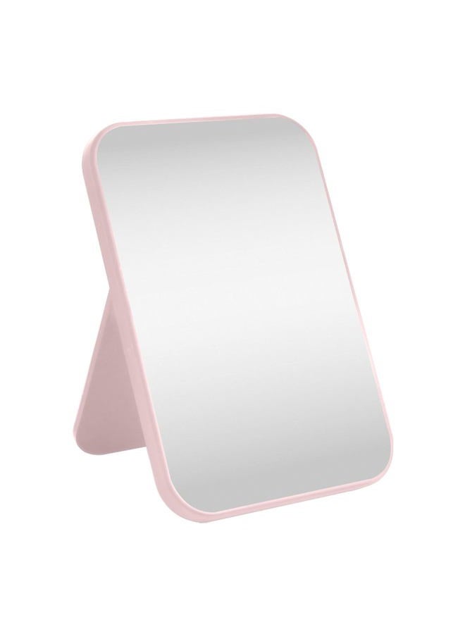 HGUEB 8 Inch Desktop Makeup Mirror, Foldable Portable Princess Mirror with Stand,Table Desk Standing Cosmetic Mirror Wall Hanging Dual-Purpose Square Mirror Pink - Image 1