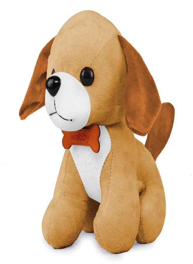 Webby Soft Animal Plush Standing Dog Toy 20cm, Brown - Image 1