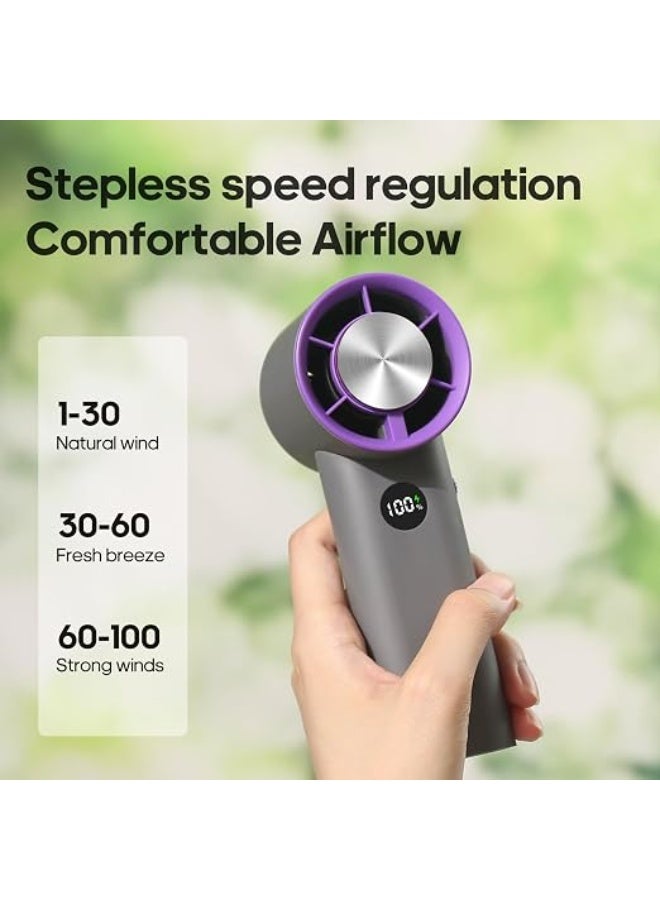 Mini personal fan with 100 adjustable speeds, USB rechargeable battery-operated fan, LED display, cooling fan for travel, camping, outdoor and indoor use. - Image 3