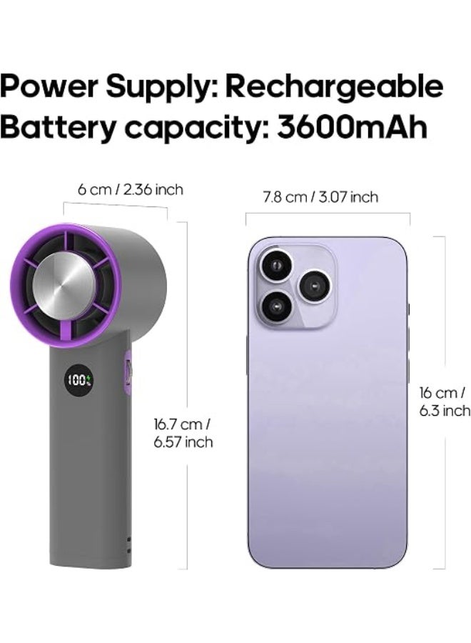Mini personal fan with 100 adjustable speeds, USB rechargeable battery-operated fan, LED display, cooling fan for travel, camping, outdoor and indoor use. - Image 4