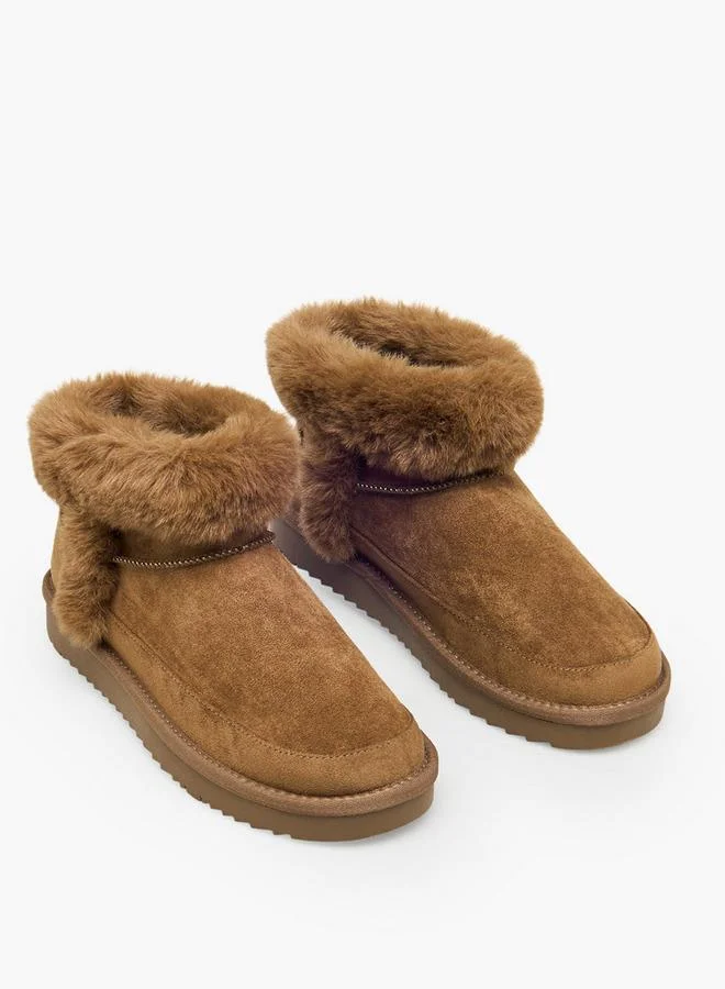 سيليست Women Faux Fur Trim Ankle Boots