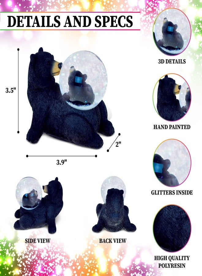 Puzzled COTA Global Black Bear Snow Globe - Hand Crafted Wildlife Collectible Souvenir Glitter Snow Globe Home Decor Accessory - Resin Desk Novelty Items and Bear Figurine Gifts for Animal Lovers - 45mm - Image 2