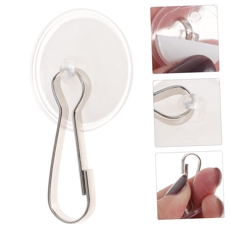 خطافات سقف لاصقة ثقيلة واضحة 20 قطعة شفط قوي للزخارف بلاط بدون بقايا - Image 4