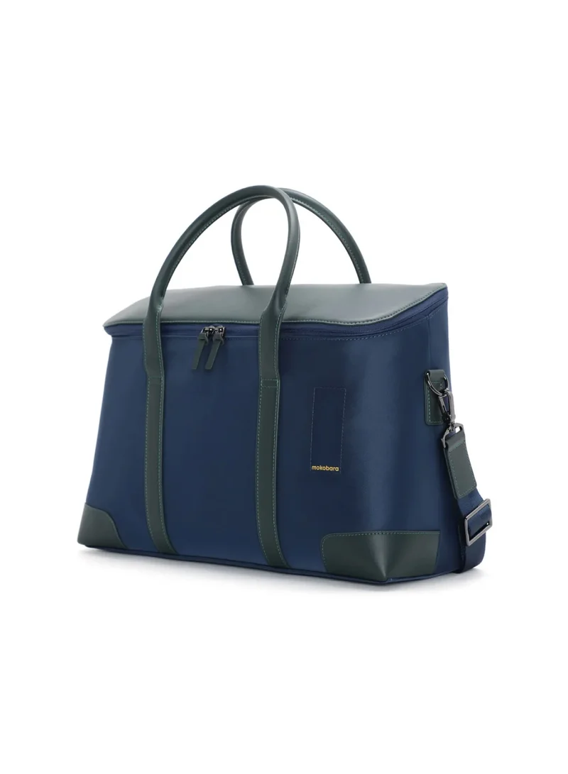 موكوبارا للتجارة ذ.م.م The Cabin Duffle | Vegan Leather Water Resistant Cross Body Travel Bag for Men and Women with 16" Laptop Compartment | Blue Messenger Bag (Money Moves)