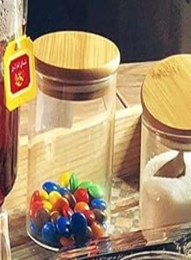 Legume Jar with Glass Spices and Strong Wooden Lid