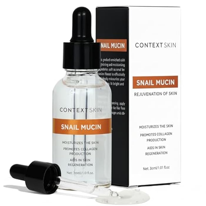 Context Skin Snail Mucin Serum for Face - Hydrating, Revitalizing Formula with Snail Extract to Boost Glow, Enhance Elasticity & Smooth Texture - Fast Absorbing for Radiant Complexion - 1 Fl oz - Image 1