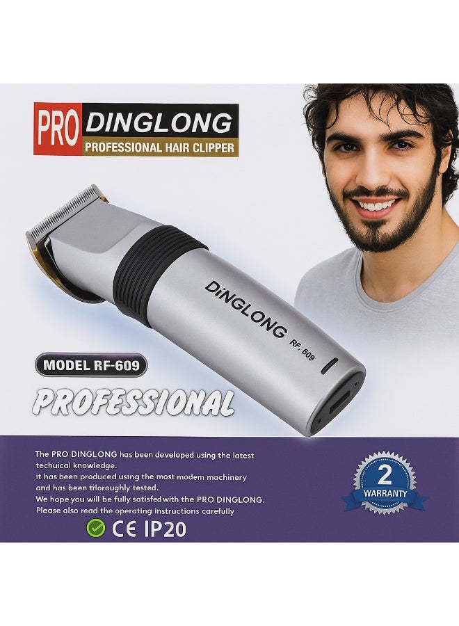 DINGLONG Professional Rechargeable Hair Clipper RF-609 – Adjustable Blade, Stainless Steel, Cordless Grooming Trimmer for Men - Image 1