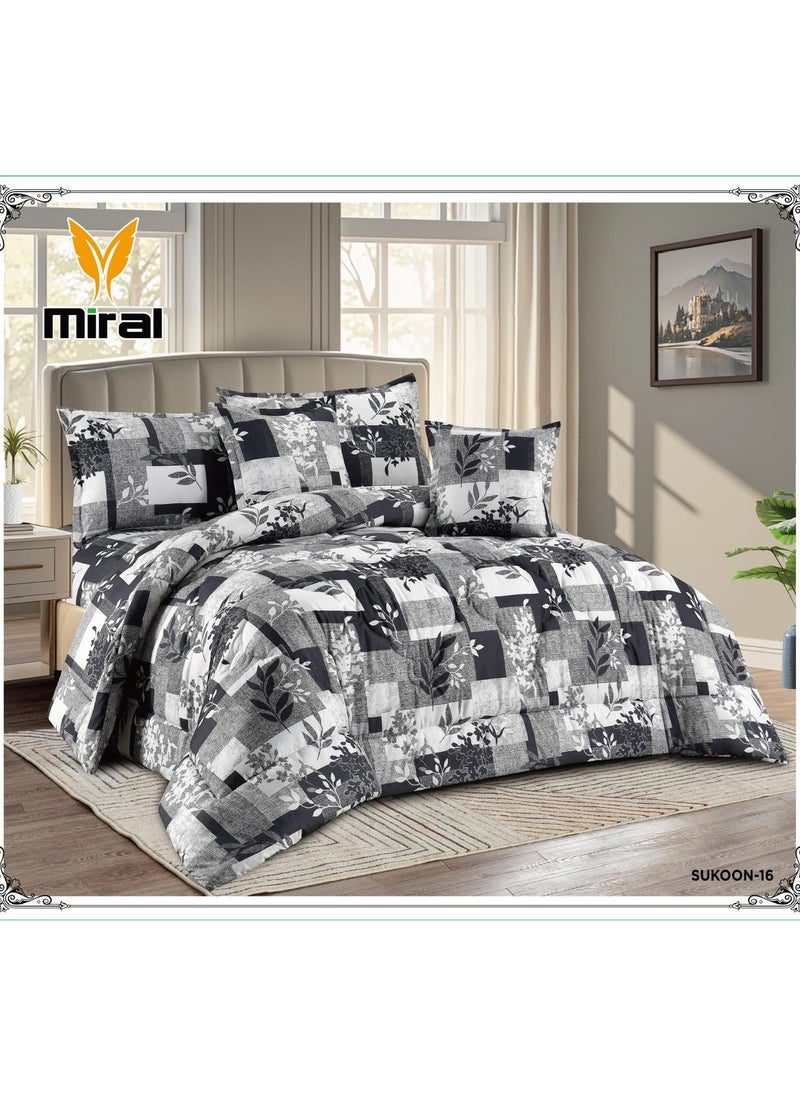 Miral 6-Piece Double Bed Comforter Set – Soft Printed Quilt with Full Fitted Sheet and Pillow Covers – Size 220×240 cm  - Image 1