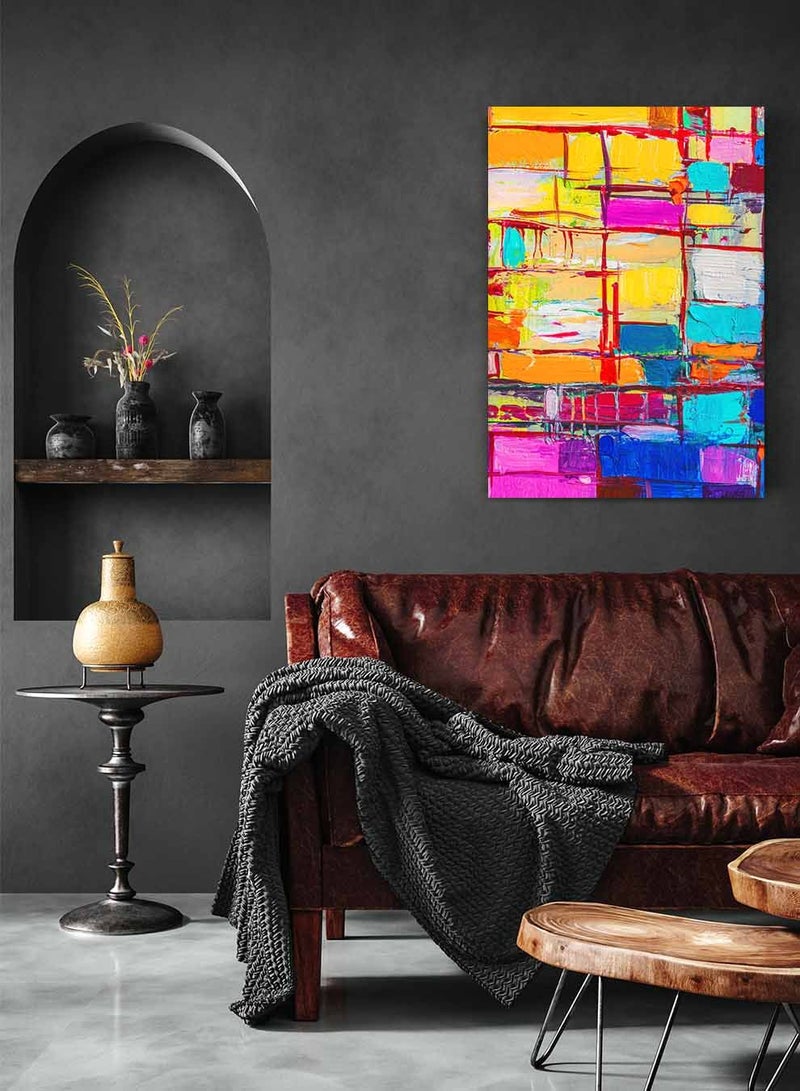لوحة كانفاس على إطار خشبي، تصميم فن تجريدى لخلفية ملونه، للمنزل، غرفة المعيشة، المكتب، الديكور - Image 1
