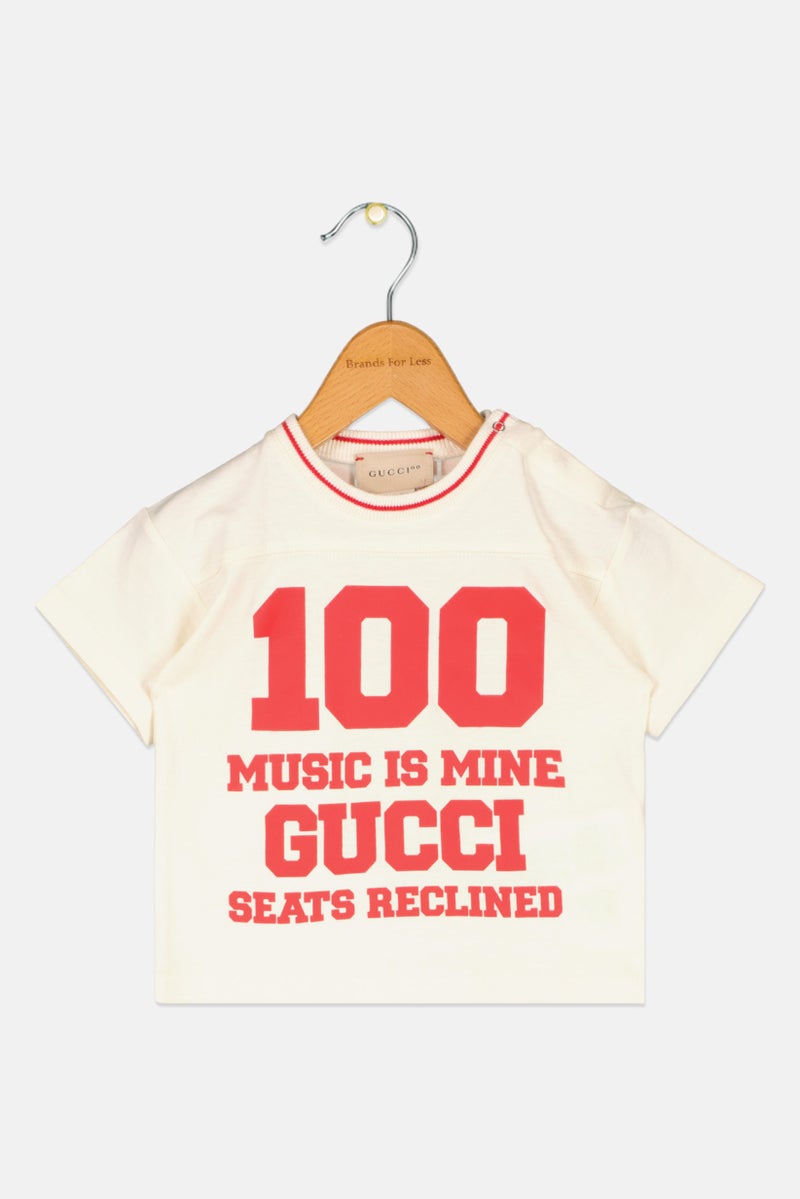 GUCCI تي شيرت قصير الأكمام بألوان متعددة للأطفال الأولاد مع شعار العلامة التجارية, طوق دائري - Image 1