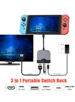 SYOSI قاعدة توصيل Switch لجهاز Nintendo Switch OLED محطة توصيل Switch للتلفزيون قاعدة توصيل Switch محمولة لجهاز Nintendo Switch مع محول HDMI PD USB3.0 Switch HDMI لملحقات Nintendo Switch  - Image 3