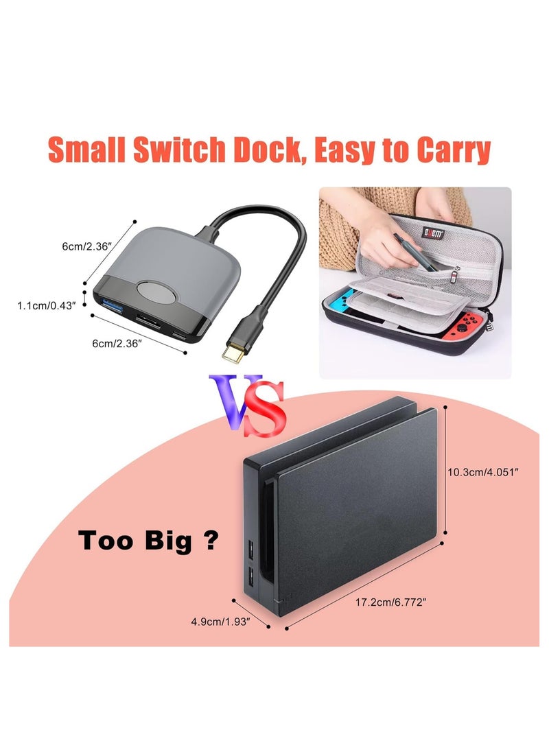 SYOSI - قاعدة توصيل Switch لجهاز Nintendo Switch OLED محطة توصيل Switch للتلفزيون قاعدة توصيل Switch محمولة لجهاز Nintendo Switch مع محول HDMI PD USB3.0 Switch HDMI لملحقات Nintendo Switch - Image 1